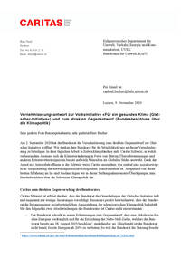 Vernehmlassungsantwort zur Volksinitiative «Für ein gesundes Klima» (Gletscher-Initiative) und zum direkten Gegenentwurf (Bundesbeschluss über die Klimapolitik), November 2020