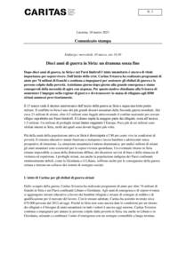 Dopo dieci anni di guerra, in Siria e nei Paesi limitrofi l’aiuto umanitario è ancora di vitale importanza per sopravvivere. Dall’inizio della crisi, Caritas Svizzera ha realizzato programmi di aiuto per 76 milioni di franchi e continua a impegnarsi per sostenere gli sfollati di guerra e le persone colpite dalla povertà. Assistiamo giorno dopo giorno alla grande emergenza e siamo consapevoli della necessità di agire con urgenza. Per questo motivo chiediamo alla Svizzera di aumentare l’impegno nella regione di guerra e di riconoscere lo status di rifugiato agli 8'500 siriani ammessi provvisoriamente.
