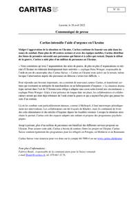 Malgré l’aggravation de la situation en Ukraine, Caritas continue de fournir son aide dans les zones de combat. Dans plus de 60 centres sociaux et avec des équipes mobiles, Caritas distribue des biens de première nécessité aux personnes qui fuient et à celles qui restent. Depuis le début de la guerre, Caritas a aidé plus d’un million de personnes en Ukraine.