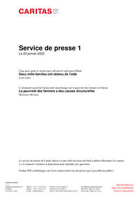 Cinq mois après le séisme qui a dévasté le sud-ouest d'Haïti. Deux mille familles ont obtenu de l’aide. Lynn Julen / L’almanach social de Caritas jette un éclairage sur la pauvreté des femmes en Suisse. La pauvreté des femmes a des causes structurelles. Marianne Hochuli