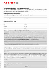 LSV form for general donations to Caritas Switzerland (German)