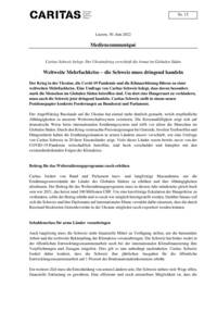 Der Krieg in der Ukraine, die Covid-19 Pandemie und die Klimaerhitzung führen zu einer weltweiten Mehrfachkrise. Eine Umfrage von Caritas Schweiz belegt, dass davon besonders stark die Menschen im Globalen Süden betroffen sind. Um dort eine Hungersnot zu verhindern, muss auch die Schweiz jetzt dringend handeln. Caritas Schweiz stellt in einem neuen Positionspapier konkrete Forderungen an Bundesrat und Parlament.