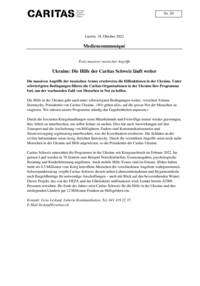 Die massiven Angriffe der russischen Armee erschweren die Hilfsaktionen in der Ukraine. Unter schwierigsten Bedingungen führen die Caritas-Organisationen in der Ukraine ihre Programme fort, um der wachsenden Zahl von Menschen in Not zu helfen.