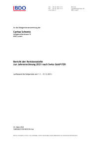 Bericht der Revisionsstelle zur Jahresrechnung 2021 nach Swiss GAAP FER (umfassend die Zeitperiode vom 01.01.2021 bis 31.12.2021)