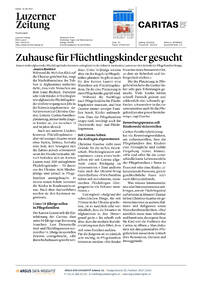 Luzerner Zeitung: «Zuhause für Flüchtlingskinder gesucht»