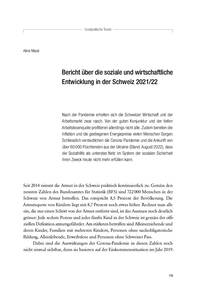 Bericht über die soziale und wirtschaftliche Entwicklung in der Schweiz 2021/22 (Aline Masé)