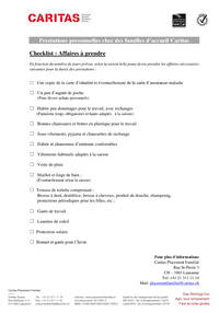 Prestations personelle - Checklist: Affaires à prendre