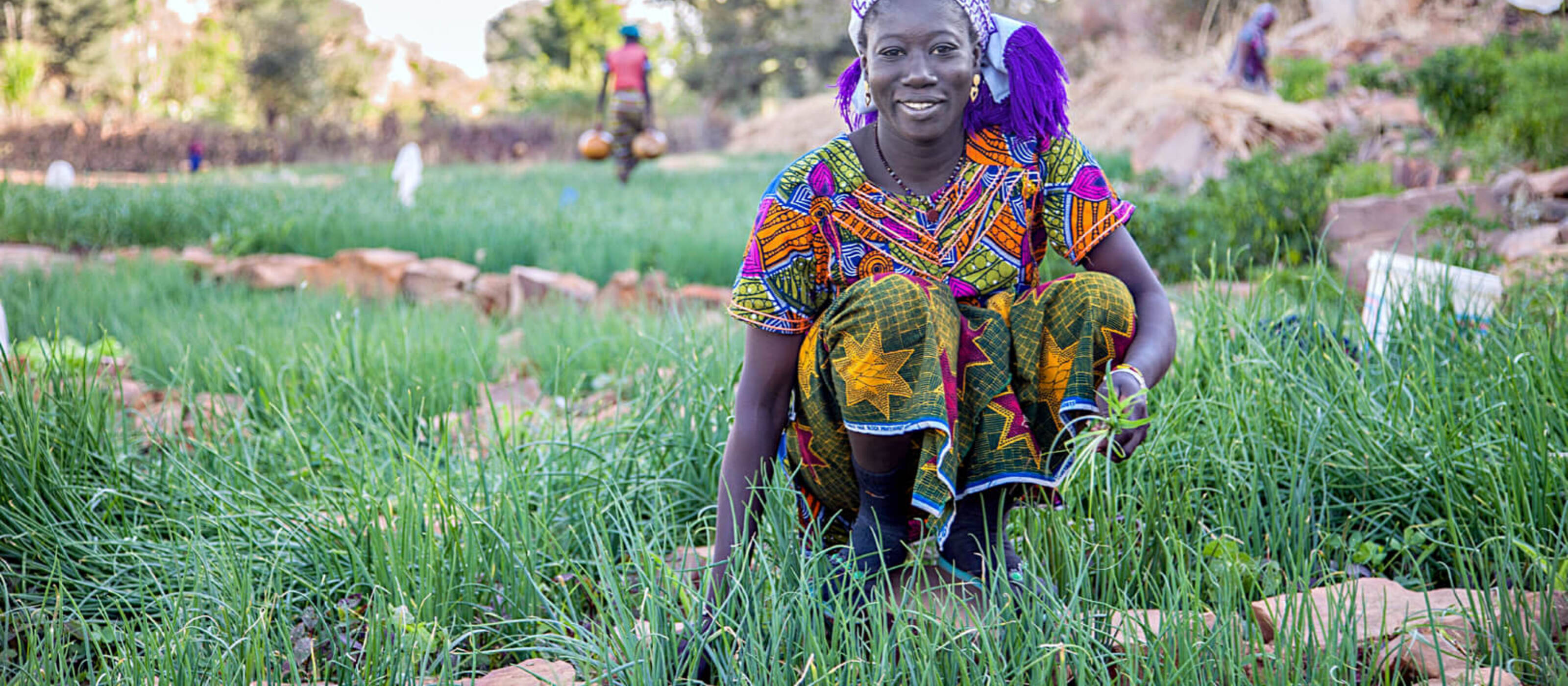 Namata Natoune, farmer and producer, works on her field