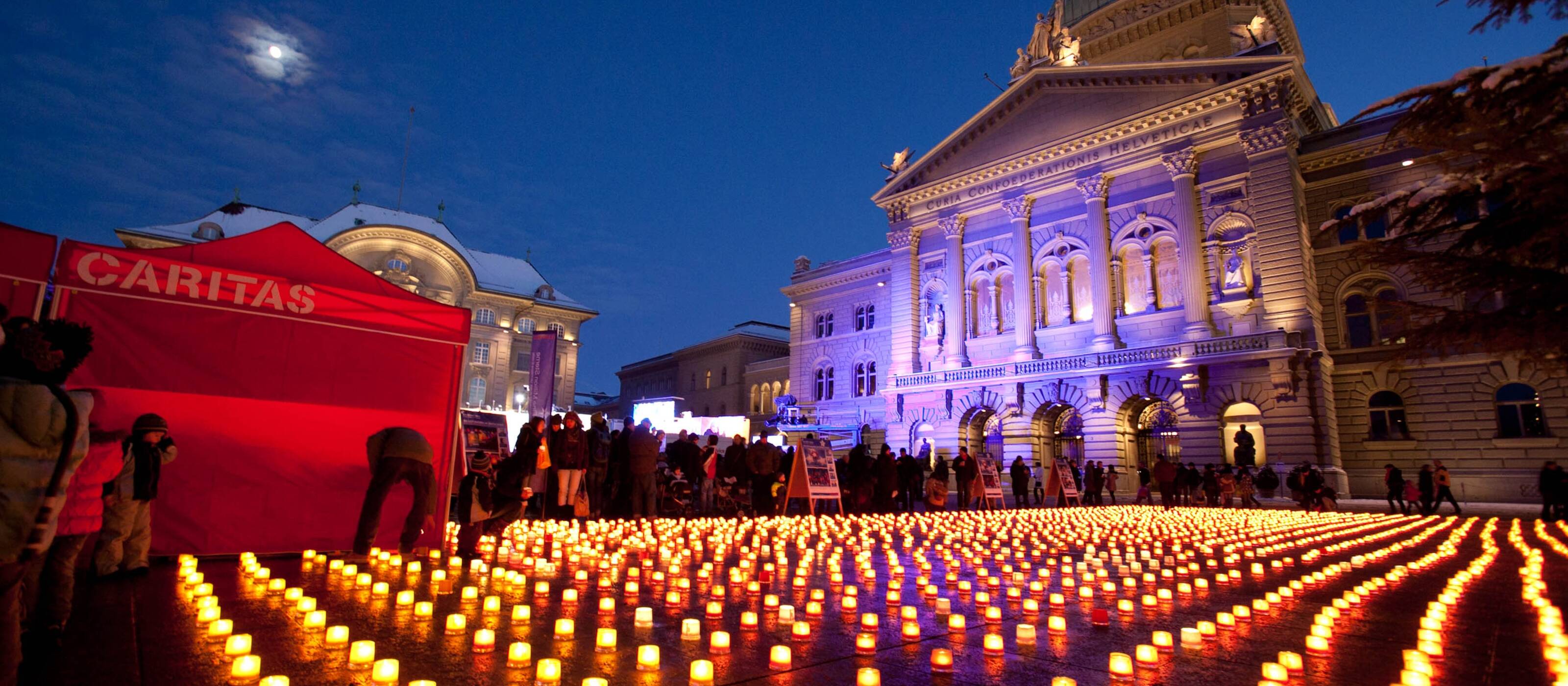 Caritas «One Million Stars» campaign on the Bundesplatz 