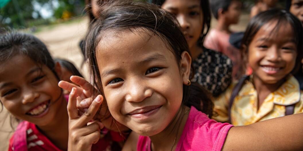 Kinder in Neak Loeung, Kambodscha